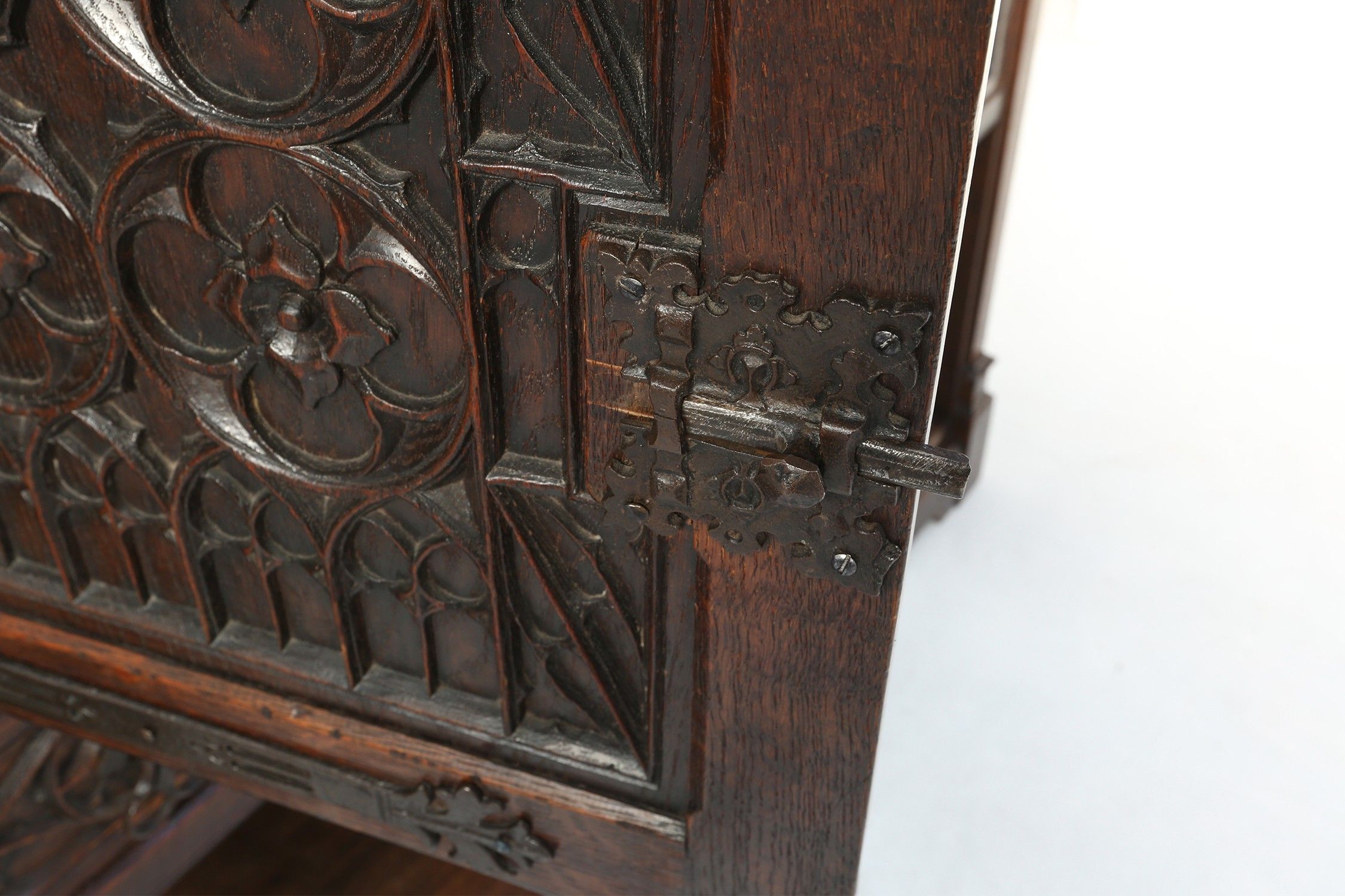 Neo-gothic cabinet in oak with concealed storage and rich decorations, France, 1850sthumbnail